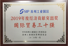 2019 Outstanding Economic  Contribution Award-Top 30  International Trade